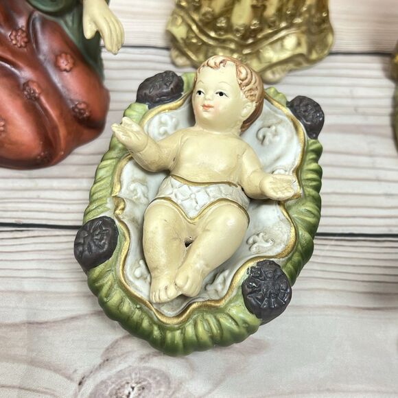 VTG Elements 5 Pc Royal Nativity Scene 2007 Hand Painted Porcelain Holy Family - Picture 3 of 14